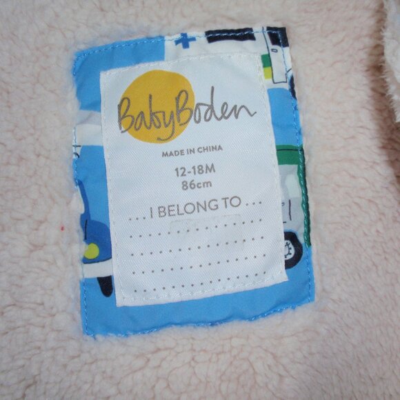 Mini Boden Blue Kids Puffer Jacket with Vehicle Print - Picture 6 of 12